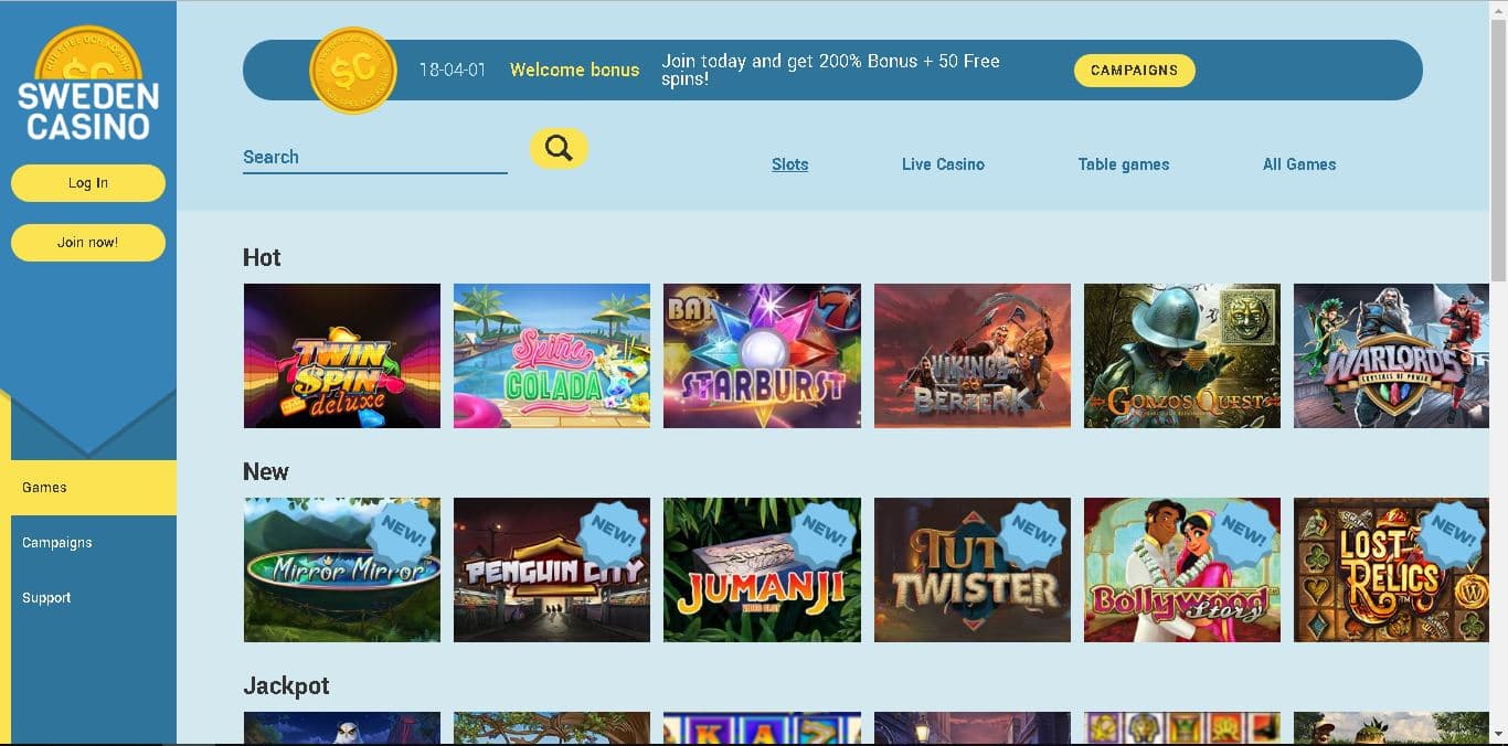 swedencasino slots