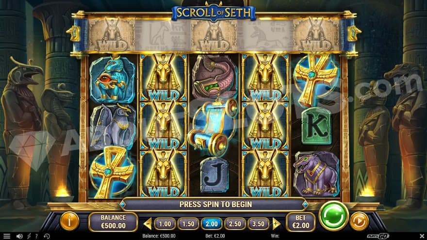 Five reels with Ancient Egyptian symbols. 