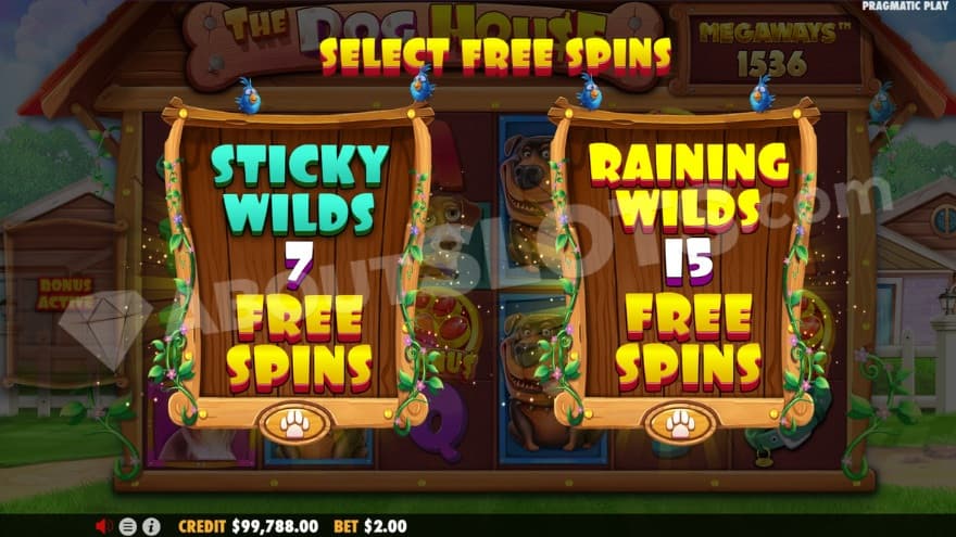 Option to select between Sticky Wilds or Raining Wilds.