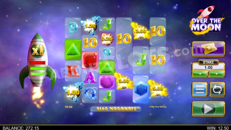 Base game with a rocket multiplier to the left with 1X.