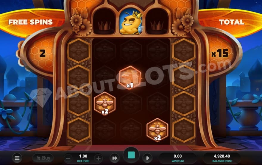 Bonus game where a prince bee collector can be seen at the top.