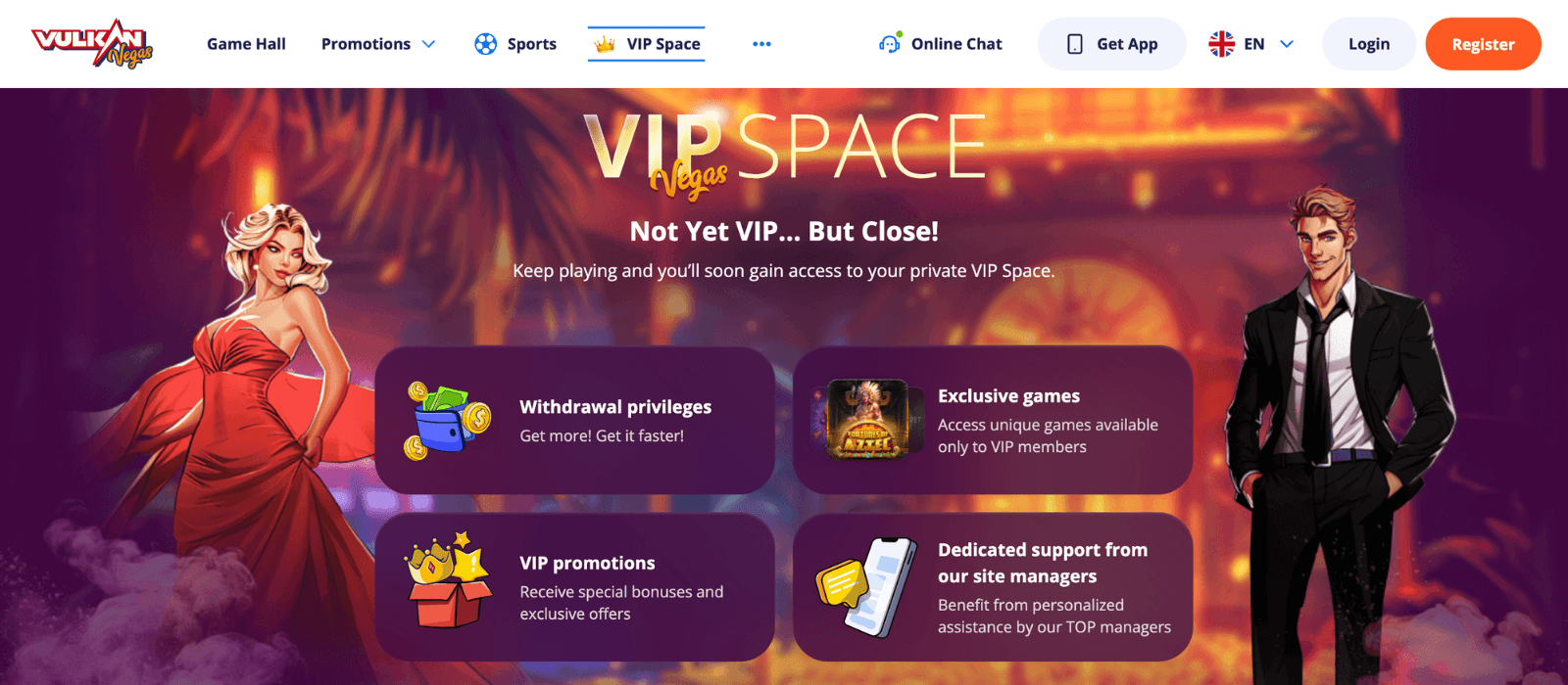 Vulkan Vegas exclusive VIP Space with privileges