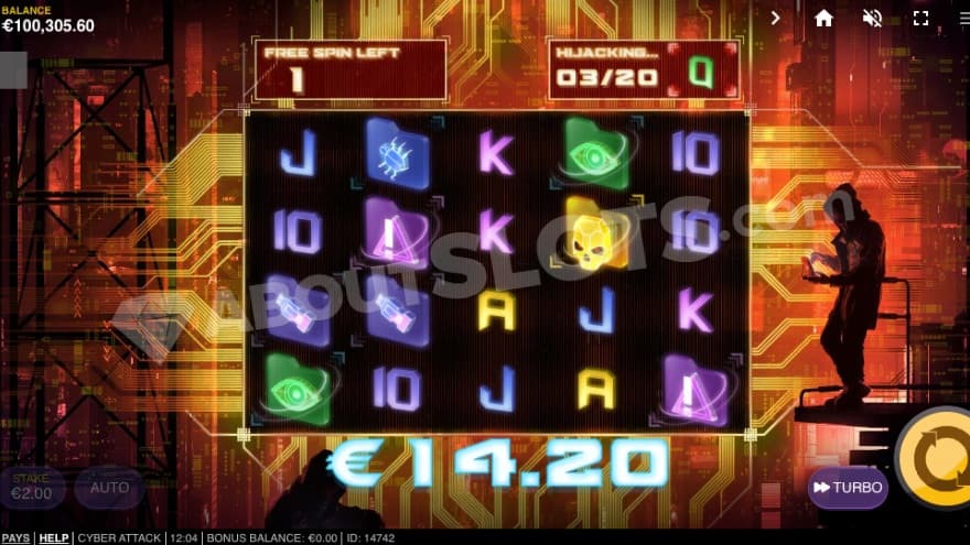 Breach bonus game with three special Q symbols collected.