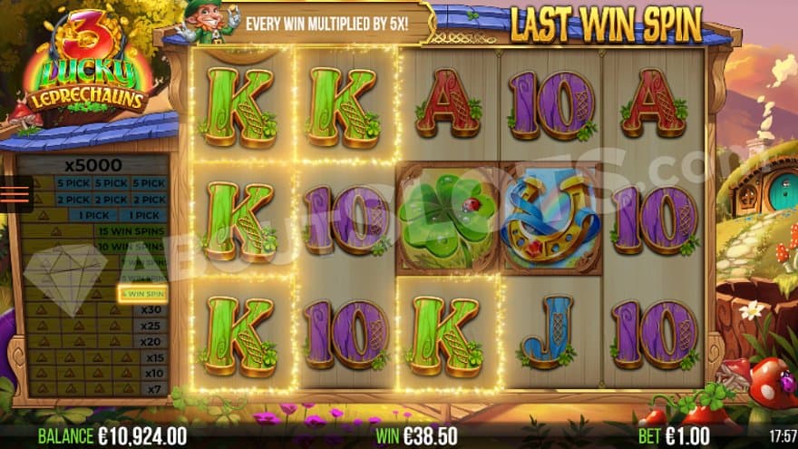 A win with K symbols on reels 1, 2, and 3.