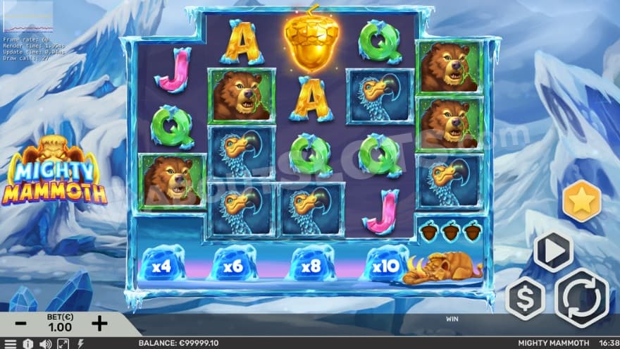 Base game where you can see a golden acorn on the middle reel.