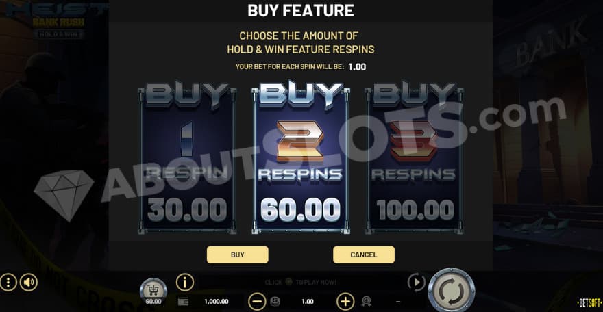 Bonus buy feature with three options to choose from.