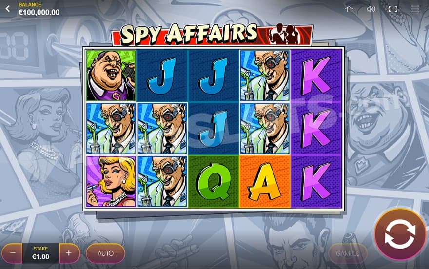 A casino slot with characters looking like cartoons.