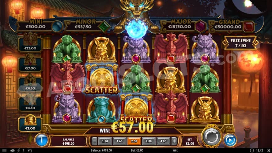 Free Spins bonus game with a scatter symbol on the second reel.