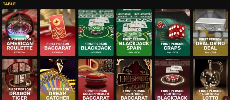 Some of the table games at 24Casino.