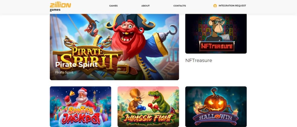 An image of Zillion Game's homepage