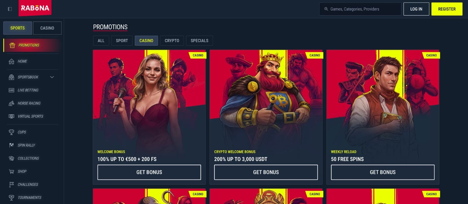 Overview of bonus options at Rabona Casino including terms and how to claim