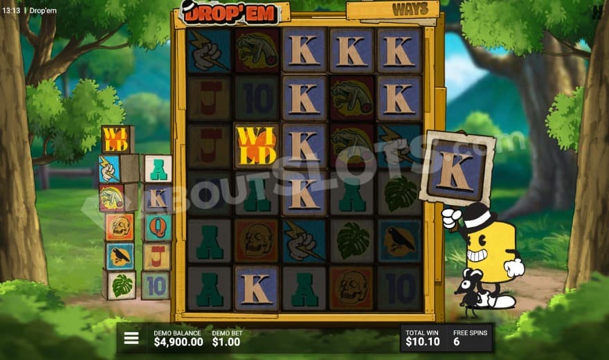 Bonus game where Canny selects K as the Drop symbol.