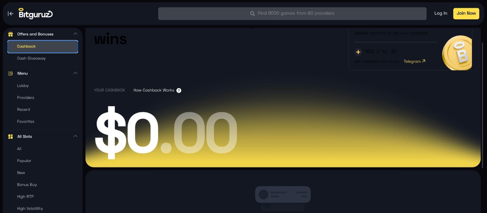 BitGuruz Casino promotions page displaying crypto deposit bonuses, free spins and VIP rewards