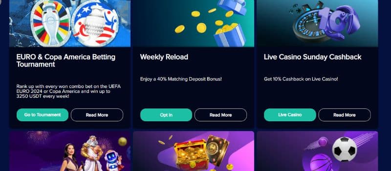 The promotion page for Bitubet where images are showing of one of their promotions.