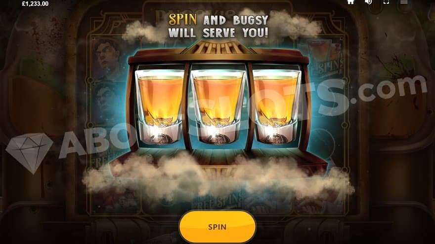 Three shot glasses serves as a mini-slot in Bugsy's Special.