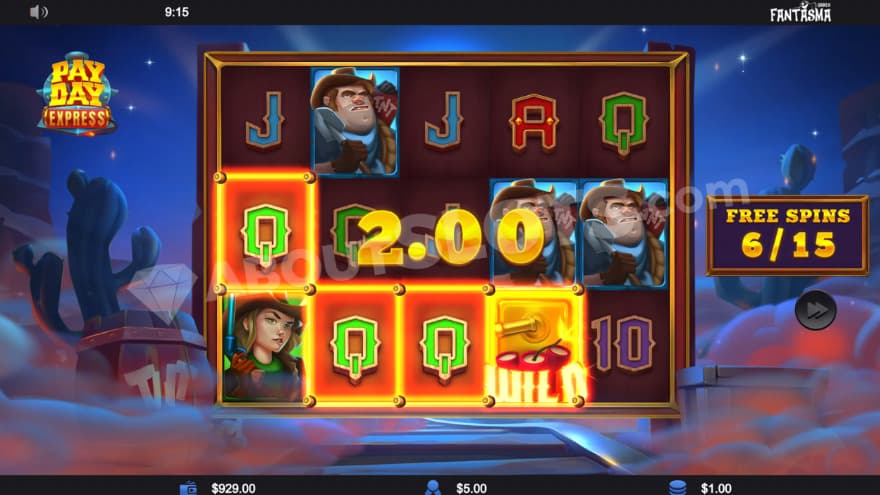 Free Spins bonus game where the respin feature is active.