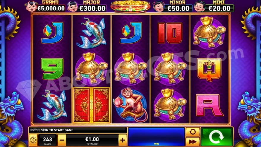 Base game with Jackpots placed above the reels.