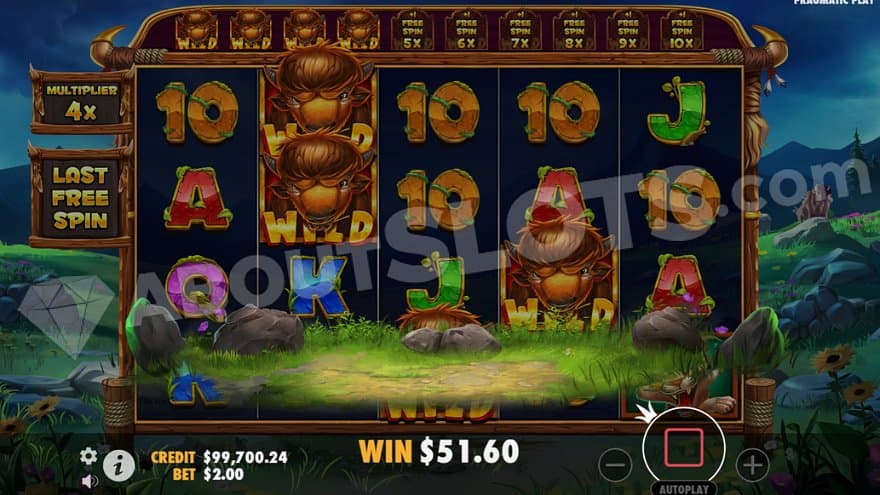 A win of 51.60X the bet in the Free Spins.