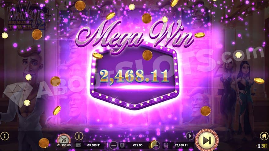 A text saying "Mega Win 2,468.11."