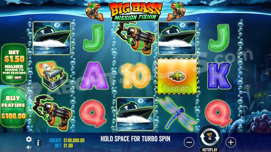 Base game with options to buy the bonus instant on the left.