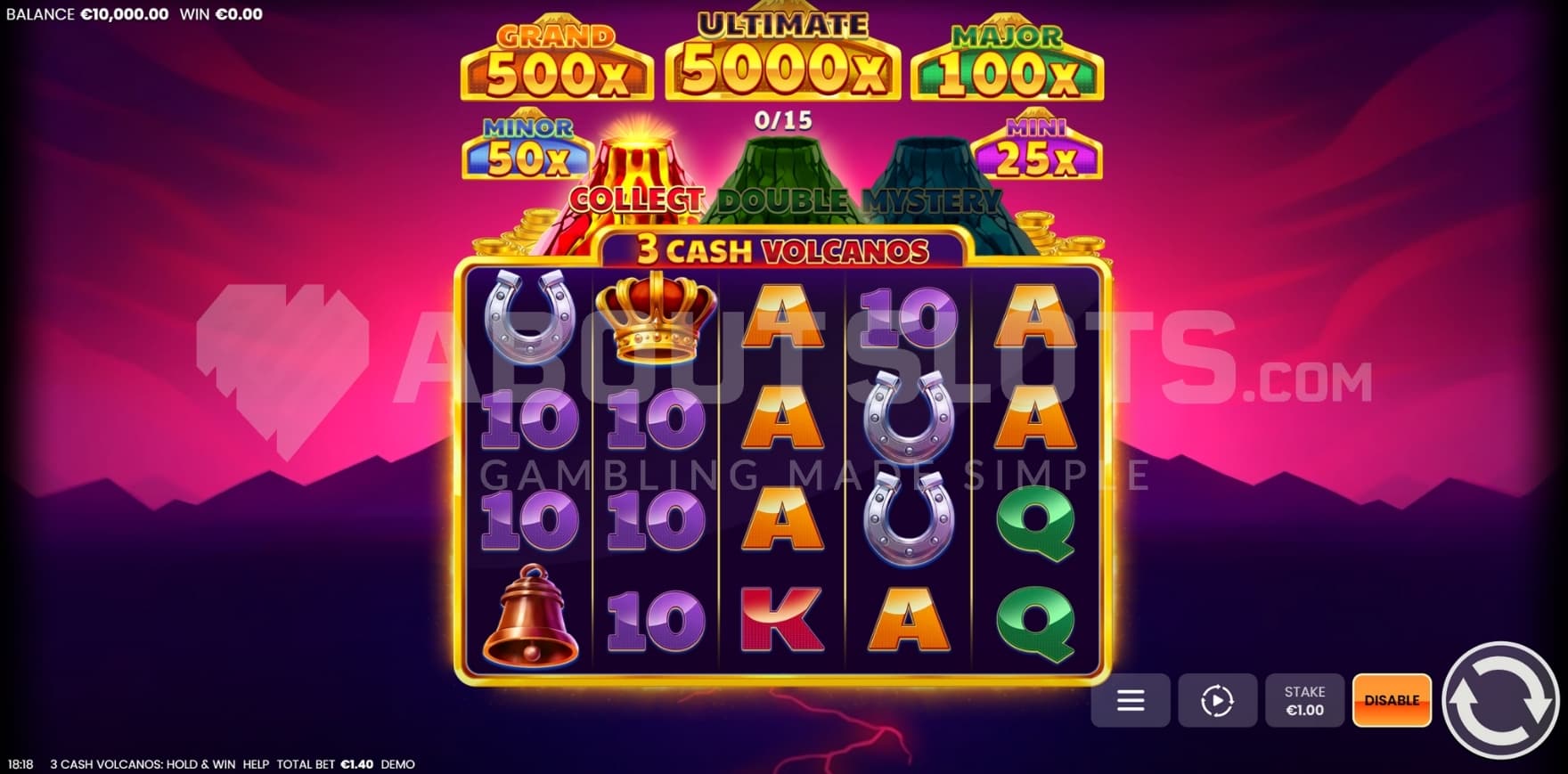 Extra Bet in right corner