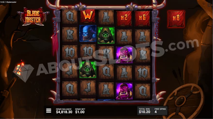 Free Spins bonus game with a 8X total multiplier.