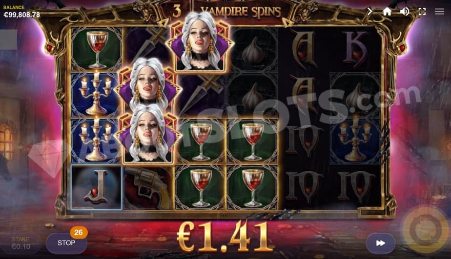 Bonus game with 3 vampire spins.