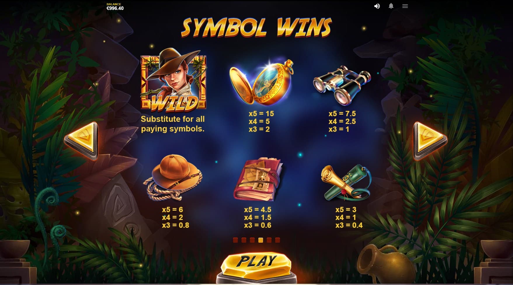 Vicky Ventura Slot Paytable