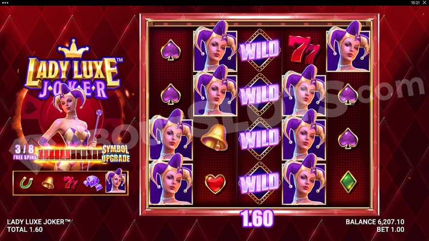 A win featuring jokers and wilds in the free spins.