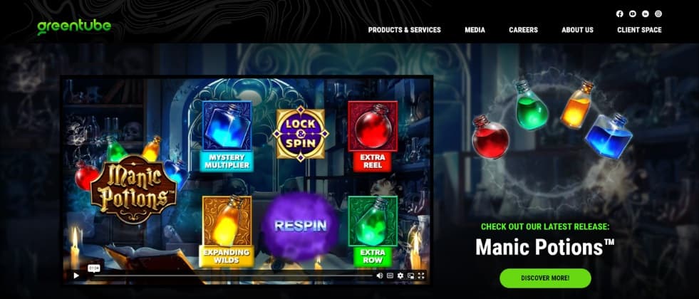 An image of Greentube's homepage