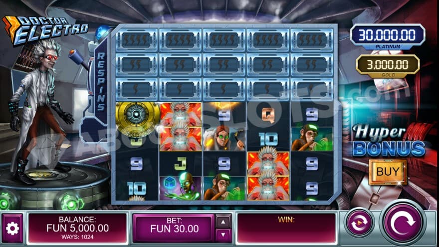 Base game with the doctor on the left of the reels.