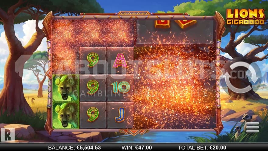 Explosions taking place, leaving room for new symbols to fall down.