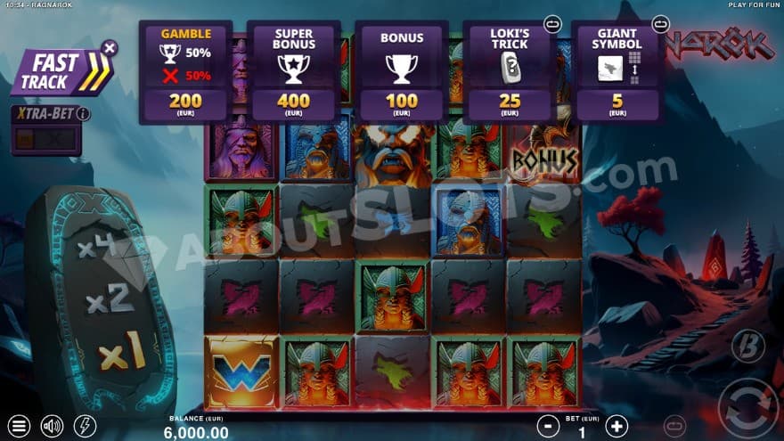 Bonus buy feature with five options to choose from.