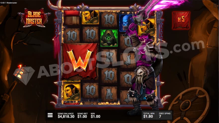 Blademaster feature where a wild is about to be split into 2 to 5 mini wilds.