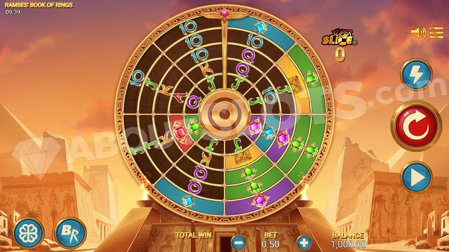 A round casino slot with five cirlces.