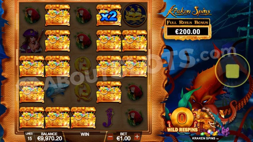 Wild Respins feature where you can see golden treasure chests on the reels.