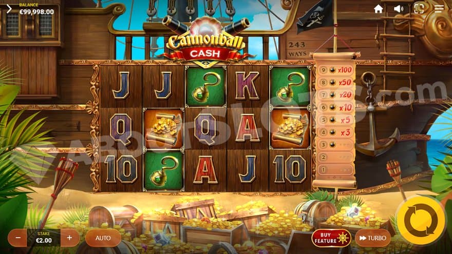 A casino slot on a pirate ship.