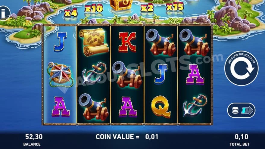 Base game where you can glimpse the bonus game in the background.