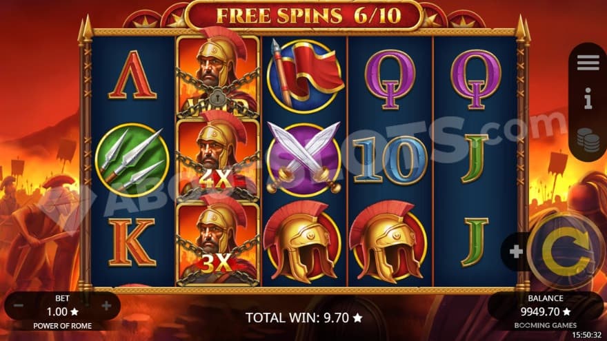 Free Spins bonus game with multiplier wilds on reel two.