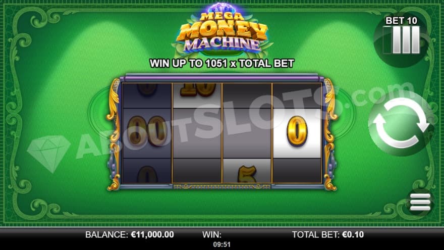 Base game with 3 reels active to spin.