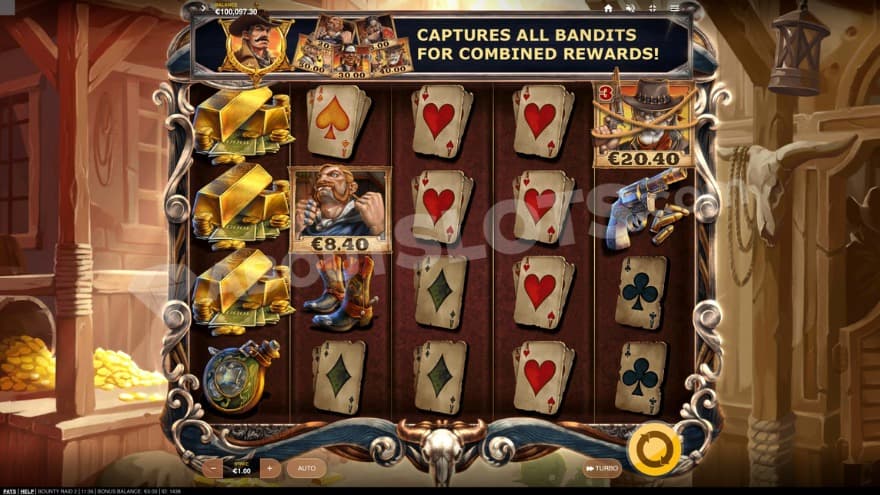 Base game with big piles of gold in the background.
