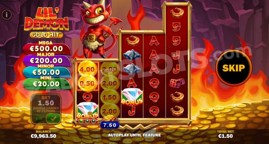 Gold Hit feature with coin symbols showing various prizes.