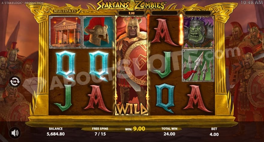 Spartan Free Spins with an expanded wild in the middle.