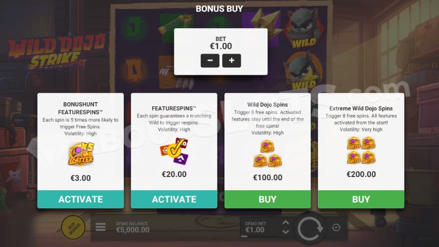 Feature Buy with four options to choose from. 