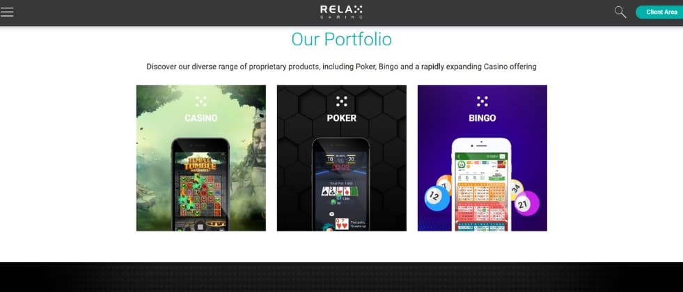 A screenshot from Relax homepage, showcasing some of its porfolio