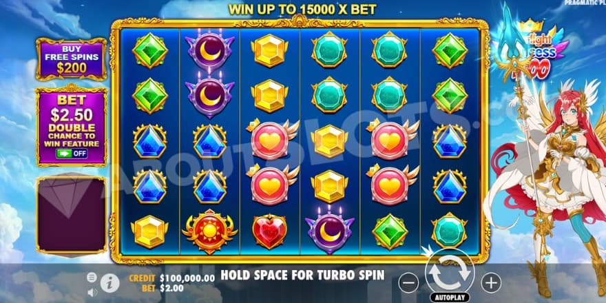 An image of the basegame view in Starlight Princess 1000