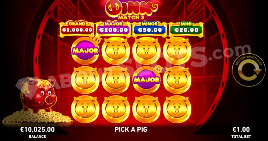 Red Coin feature with a red pig to the left.