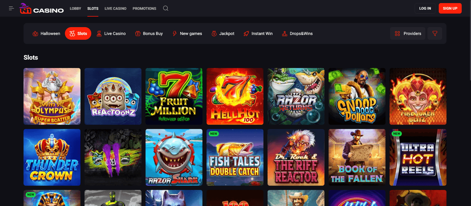 N1 Casino selection of glossy slots