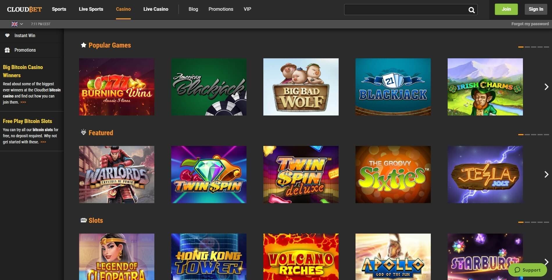 cloudbet casino slots