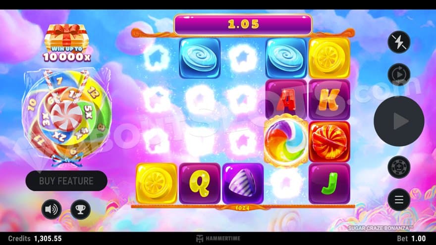 Eight winning symbols vanish in the Rolling Reels.